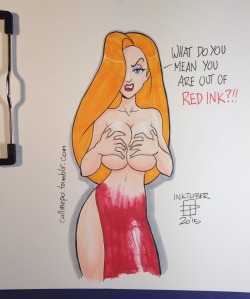 callmepo:  Inktober day 15 - Jessica Rabbit. … um… sorry Jess. This is why I am out of red ink…   there too much Jess and not enough red~ ;9