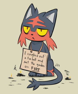 des-shinta:  advanceadventure:  munchkinworks:  Guess who my Gen VII starter is going to be.  I just realised Litten looks like a cat version of Ryuko Matoi and I am totally cool with this     I want X3