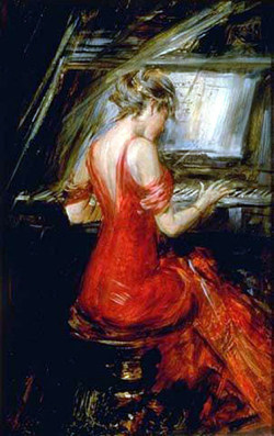 thatwarmsyouinside:  The Woman in Red Artist: Giovanni Boldini Style: Impressionism Genre: genre painting