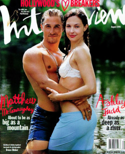 mccconaughey: Matthew McConaughey and Ashley Judd photographed for the August 1996 issue of Interview magazine following the debut of their film A Time To Kill. Details: the bird on the cover image is saying, “I’m tellin’ you…he’s the next