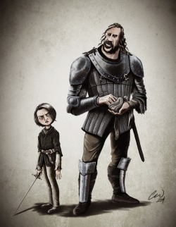 picandscroll:  Arya &amp; The Hound &ldquo;Clegane and Stark&rdquo; by Carlyle Wilson Arya and Hound by Graham Corcoran untitled by Daniel Tarrant untitled by Olly Moss artist unknown from shecobos Arya and the Hound by kyla79 untitled by Frank Macchia