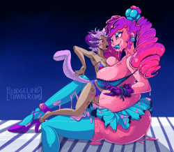 sludgeling:  Part ½ Vore Commission of my character “Slime Queen Jeanine” VS. Commissioner’s character “Jessie” I had a lot of fun doing a NSFW commission again, looking forward to doing part 2 where she gets gobbled up :D ( yeah im gross