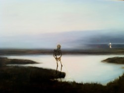 dappledwithshadow:  Paul BenneyPissing Death201246 x 66 cm [18 x 25.9in] Oil on Wood