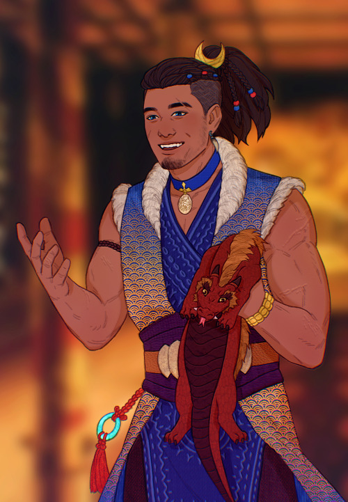 sword-over-water:  Fire Prince Sokka with Druk the Fire Noodle. The way he handles the baby dragon causes Zuko a great deal of anxiety.  Commission for @klabautermanns​ and @voidcenturyscholar​ !  Thank you for your patience and for taking a chance