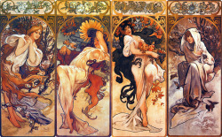 mysticjc:  Alphonse Mucha &ldquo;Alfons Maria Mucha (Ivančice, 24 July 1860 – Prague, 14 July 1939), often known in English and French as Alphonse Mucha, was a Czech Art Nouveau painter and decorative artist, known best for his distinct style. He produced