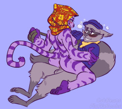 fluffyboobs:  I saw some ship art of these two and was immediately reminded by how much i like this pairingso yeah Neyla riding Sly cowgirl style, or in the case tigergirl style??  