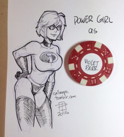 callmepo:  Tiny Power Girl cosplay cool-down doodles courtesy of the bag of random inspiration. … and I am done for the night. 