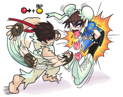 freak-cl:  la version gashi-gashi del street fighter 2 de siempre: ryu vs chin-li 