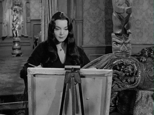 morticia addams painting