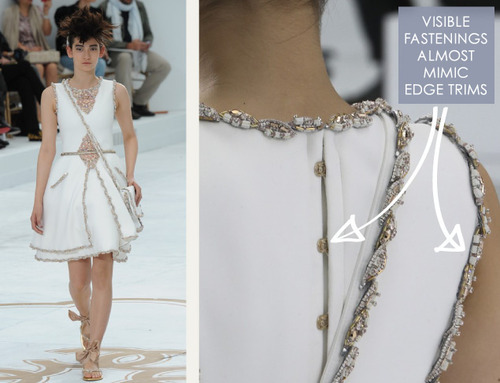 Glossary: Fastenings | The Cutting Class. Chanel, Haute Couture, AW14, Paris. Fastenings have been used in a similar colour to the edge trim.