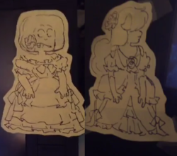 discordlikesappless:Ruby and Sapphire dresses drawn by Rebecca Sugar. Came from this livestream.