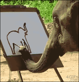 This is kind of an impressive photoshop.  Even though its pretty simple to do.  I bet y'all think the elephant actually drew that.  Hahahah.  ^_^