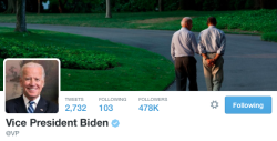 runningrepublican:  rainingpuns:  allonsyforever:  I like how our vice president’s twitter header is a picture of him and Obama taking a romantic walk in a park  I THOUGHT HIS RIGHT HAND WAS ON OBAMAS BUTT  I refuse to believe it’s not. 