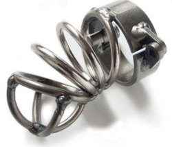 chastityandpegging:  hotwivesandcuckolds:  cuckoldtoys:  Lightweight metal cock cage.  Metal chastity cage: because it’s fun to give your husband something to talk about at the TSA checkpoint.  LOL  Cruel, but funny.