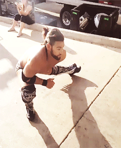 all-day-i-dream-about-seth:  varsityxvixen: Justin Gabriel finds the most unique ways to prepare for in-ring competition. His match is next on #MainEvent [x]  I need more of this beautiful man on my dash! I adore him!