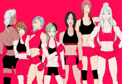 yoyonaki:  I introduce you my sports/MMA OCs. I think my faves are….pretty much all of them (from left to right) Sheila, Mia, Feng, Leia, May, Sugita, and Sharon 