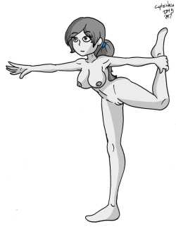Wii Fit Trainer doing some naked yoga. 