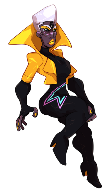 azzles:  drew @stenuniverse‘s gemsona peacock ore for a trade &lt;3 and then fused them and my gem because sten and i briefly talked about it so i decided.. why not. they’re gold sheen obsidian 