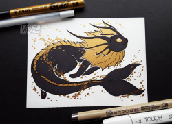 retrogamingblog: Gilded Eeveelutions made by Virize Available as prints here 