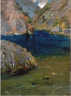 blastedheath:  Vincenzo Irolli (Italian, 1860-1949), Acqua e rocce [Water and rocks]. Oil on canvas on wood, 103 x 76 cm. 
