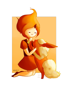 pokemon-i-choose-you:  soupery:  Eevee Time! couldnt fit in the other eevees aaaaaaaa q^q Flame Princess / Princess Bubblegum / Marceline / Lady / Finn / Ice King / Jake / Group idea credit: x  OH MY LORD 