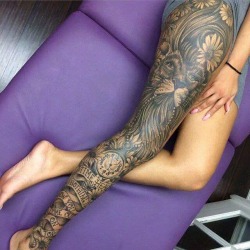 Beautiful ink on her leg 