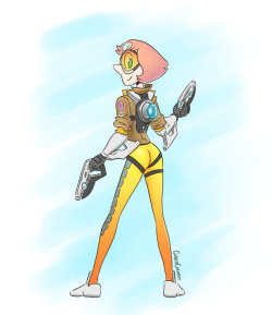 Pearl rocking it as Tracer from Overwatch!