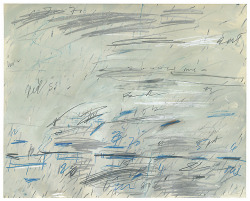thunderstruck9:  Cy Twombly (American, 1928-2011), Untitled, Rome 1970. Oil, graphite and wax crayon on paper, 70 x 87.5 cm.