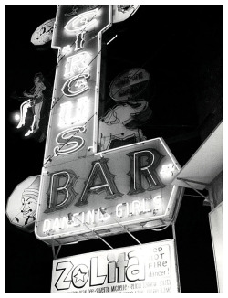 Vintage photo dated from April of &lsquo;69, features the ‘CIRCUS Bar’; located at 400 Balto Street in Baltimore&rsquo;s infamous district, nicknamed: &ldquo;The Block&rdquo;..  Zolita is listed as the current Feature on their animated-neon marquee..