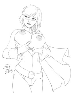 creemfild:  Quick-n-dirty sketch commission for troberts of Power Girl playing with her boobs   power tits~ &lt; |D’‘‘‘