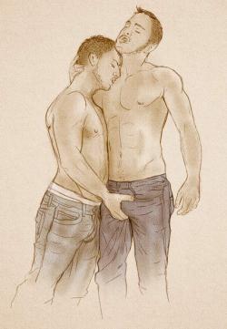 mitchleyillu: gay couple by Mitch Ley https://society6.com/mitchcley 