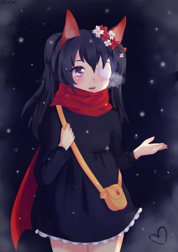 oliviloi:  Cute elin and snowflakes ^^ Commission for Gemini   Totally jealous, this commission is so pretty!!