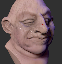 xdraws:  well there we go.  wetness spoofing in zbrush.  should I do a little write up? or am I the last one to the party, as usual…  I think I&rsquo;ll join the party if that&rsquo;s fine with you. Your video on z spheres and basic tools really helped