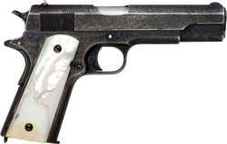 peashooter85:  Engraved Colt Model 1911 owned by Colt President CLF Robinson. Decorated by master engraver William Gough. 