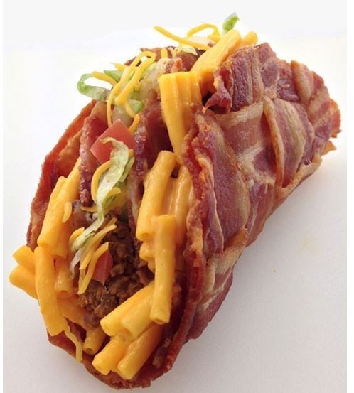 Mac and Cheese Bacon Weave Taco