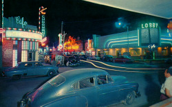 20th-century-man:  Night Scene on Juarez Avenue / Ciudad Juarez, Chihuahua, Mexico / photo by John Floodberg, 1950. 