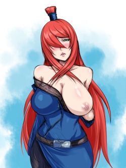 naughty-rwby-hentai:  Now THIS is a Grade A Milf!  I wouldn’t mind fucking a few babies into her~  Here we have the Mizukage Mei Terumi from Naruto.  As requested by an Anonymous follower~  (Art is not mine. Art belongs to owners.)