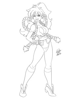 callmepo:  Line art commission for rudeboy308 of Bloodberry from SMJ. Love those classic anime girls. 