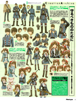 artbooksnat:  Full-color character designs by Atsuko Watanabe for the anime versions of the Valkyria Chronicles cast in the Newtype Magazine Creation Archives.