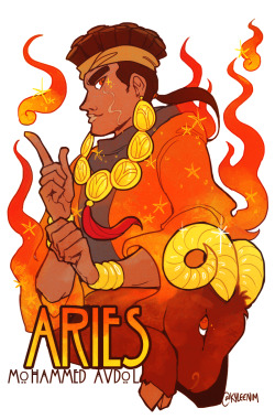 kynimdraws:  Jojo Zodiac Collaboration/죠죠 별자리 합작! I was part of a Korean JJBA twitter collab and I got to draw Avdol because he’s awesome and also shares my birth sign UwU Click thru to see the other entries! (click “원본” which