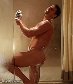 assofmydreams:  Bryan Hawn in the shower lathering up his big sexy butt 