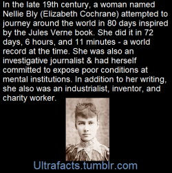 ultrafacts:The woman who would later take on the pen name Nellie Bly and help launch a new kind of investigative journalism was born Elizabeth Jane Cochran on May 5, 1864 in Cochran’s Mills, Pennsylvania.She pretended to be insane to get herself admitted