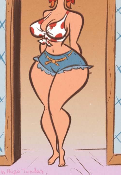 Miss Sara Bellum - Screenshot Redraw - Cartoon Pinup Sketch  Country roads, take me home&hellip; :)  Yet another Miss Sara Bellum, this time in a different outfit, seen in Impeach Fuzz episode.  &mdash;&mdash;&mdash;&mdash;&mdash;&mdash;Commissions are