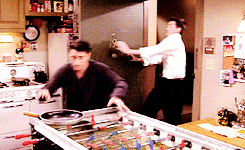 -emmaaa:  A Lesson in Self-Defense: Kitchenware by Chandler Bing and Joey Tribbiani 