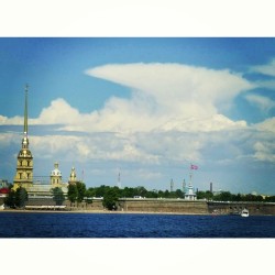 View on Peter and Paul #cathedral &amp; #fortress, Neva #river, Zayachy #island &amp; &hellip; #clouds   #cloudporn #sky #skyporn #architecture #history   June 14, 2012  #summer #heat #hot #travel #SaintPetersburg #StPetersburg #Petersburg #Russia #СанктП