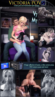  Create  homemade style porn for your own characters! This is the ultimate POV  package including 14 sets of sensual poses, a detailed camera prop,  close-up camera poses, and so much more!  Compatible with Victoria 7 and Michael 7 for Daz Studio 4.8