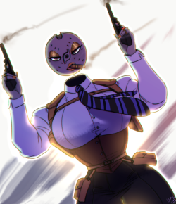 undergroundwubwubmaster: Considering her pupils are literal crosshairs, it’s probably safe to say she doesn’t really miss her targets all that often. I can’t draw guns send help. 