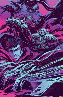 deadstarship:  Okay, so this completely happened by accident, but I also have an alternate  version of the Guts print! Since I don’t know what the hell I did, I  don’t think I’ll be able to replicate the same effect to the Griffith  print. T3T (I’m