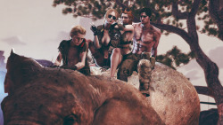 Old photo in Africa, O-Unit’s Sylf and B-unit’s Emma and Jace on an elephant.Jace seems to be having a situation &gt;.&gt;Jace = @kelz313Emma = @kazuhiradarling