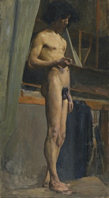 theonlyhankinla:  Stehender Männerakt (Standing male nude) Giovanni Giacometti c.1889-91. 